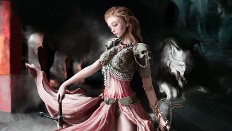 Warrior in Twilight Fantasy World wallpaper
