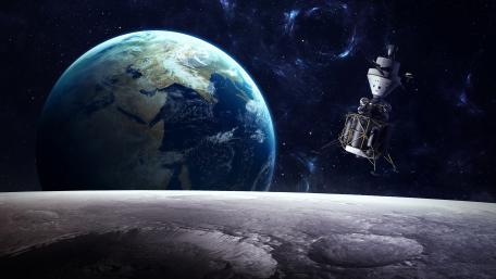 Orbiting Craft and Earth View wallpaper