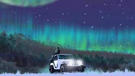 Polar lights fantasy art wallpaper