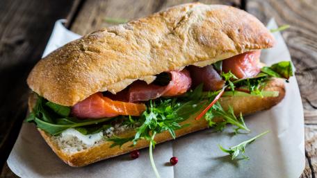 Sandwich with smoked salmon and salad wallpaper