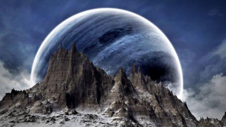 Futuristic fantasy landscape wallpaper