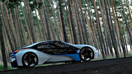 Sleek BMW Vision Concept Car in Nature Scene wallpaper