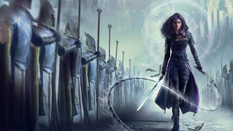 Epic Warrior Woman in a Fantasy Realm wallpaper