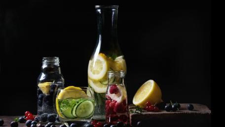 Refreshing Lemonade Infused with Fruits and Herbs wallpaper