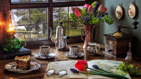 Coffee Time by the Window wallpaper
