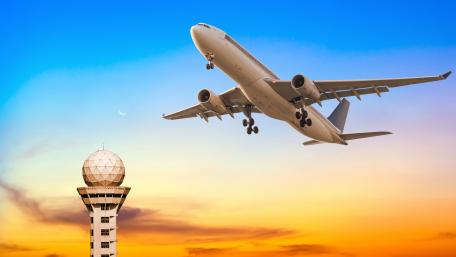 Majestic Airplane at Sunset Sky wallpaper