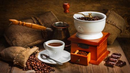 Coffee Harmony Rustic Charm wallpaper