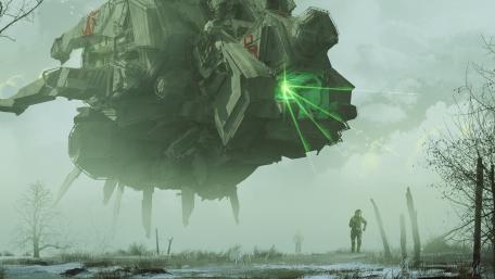 Mysterious Arrival of the Futuristic Ship wallpaper