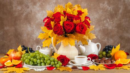 Autumn's Rich Harvest and Delightful Brews wallpaper