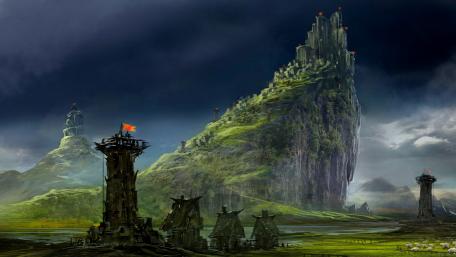 Majestic Cliffs of a Fantasy Realm wallpaper