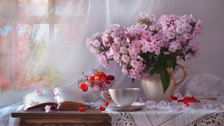 Tea Time with Floral Elegance wallpaper
