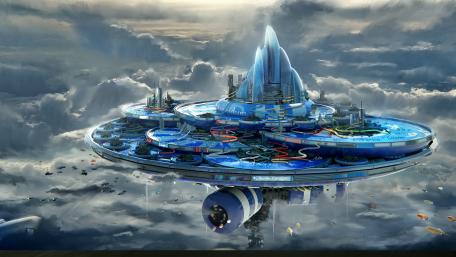 Artifical floating island wallpaper
