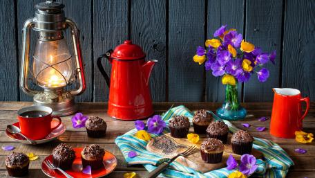Cozy Coffee and Muffin Delight wallpaper