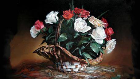 Beautiful Rose Bouquet Painting for Elegant Decor wallpaper