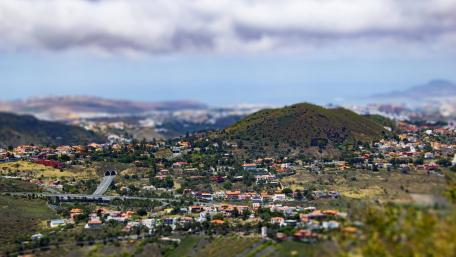 Colorful Suburban Landscape in Tilt-Shift Style wallpaper