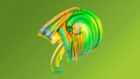 Green paintwaves wallpaper