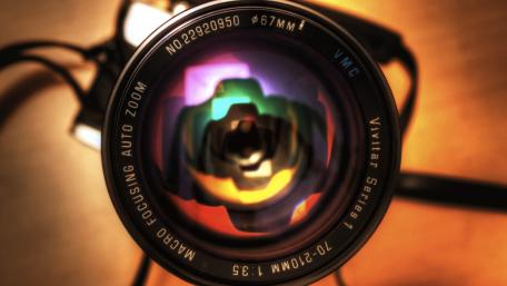 Vibrant Camera Lens Reflection Art wallpaper