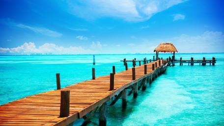 Tropical Tranquility Pier in Summer wallpaper