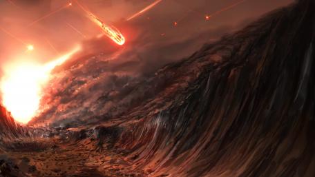 Apocalyptic Meteor Impact Fantasy Landscape wallpaper