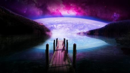 Dramatic fantasy pier wallpaper