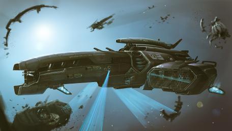 Futuristic Battlecruiser in Space Exploration wallpaper