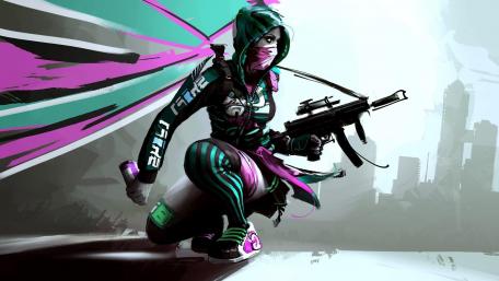 Savage Girl with gun wallpaper