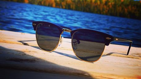 Stylish Sunglasses by the Lake wallpaper