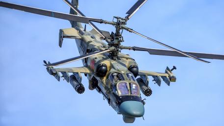 Powerful Helicopter in Action Overhead View wallpaper