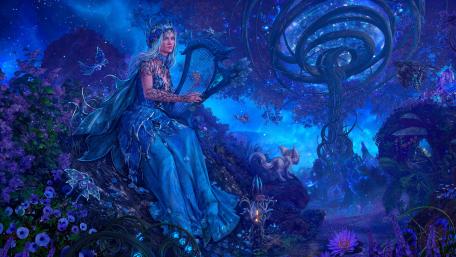 Enchanting Dreamscape in Blue Shades wallpaper