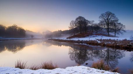 Winter Serenity in Nature's Reflection wallpaper