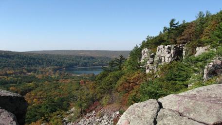 Breathtaking Autumn Landscape Overlooking Serene Lake wallpaper