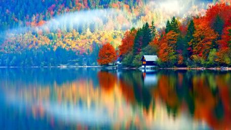 Lakeside house wallpaper