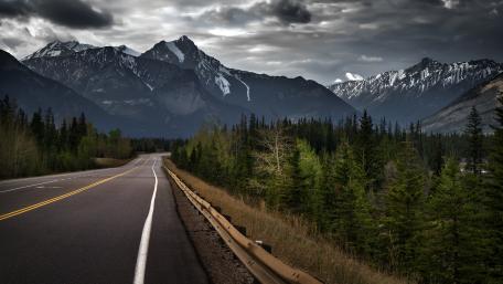 Majestic Mountain Road Adventure wallpaper