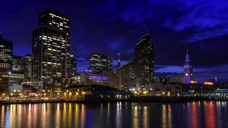 Vibrant City Lights at Twilight wallpaper