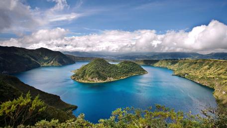 Isla Teodoro Wolf on Cuicocha Lake wallpaper
