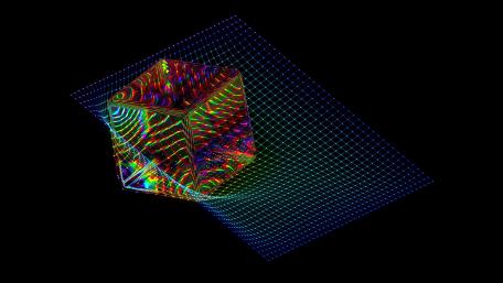 Prismatic Cube in Digital Mesh Network wallpaper