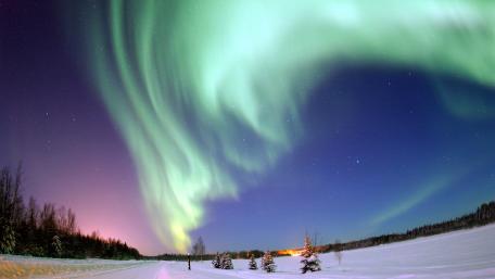 Aurora Borealis Lighting Up Winter Sky wallpaper