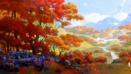 Fall digital painting wallpaper