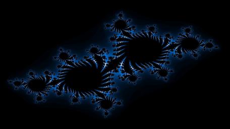 Mystical Blue Fractal Patterns in Darkness wallpaper