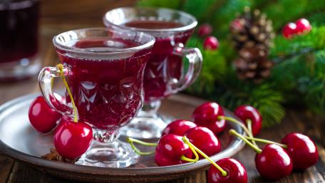 Festive Cherry Punch with Fresh Fruits wallpaper