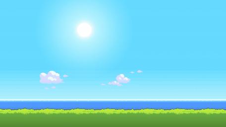 Serene Digital Landscape Under a Bright Sun wallpaper