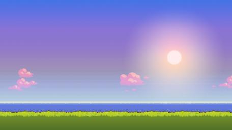 Serene Digital Landscape Under a Bright Sky wallpaper