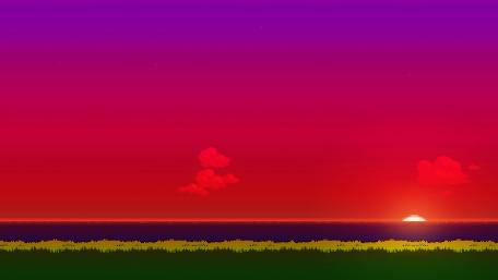 Vibrant Digital Sunset Over Calm Waters wallpaper