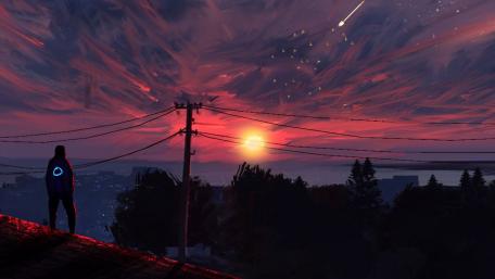 Evening Afterglow and Celestial Wonders wallpaper