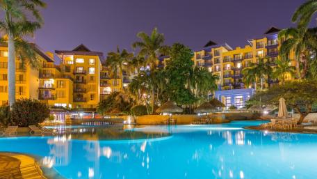 Vibrant Urban Oasis at Night wallpaper