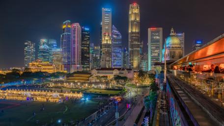 Vibrant Night Skyline of a Modern City wallpaper