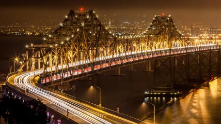 Stunning Night City Bridge Wallpaper wallpaper