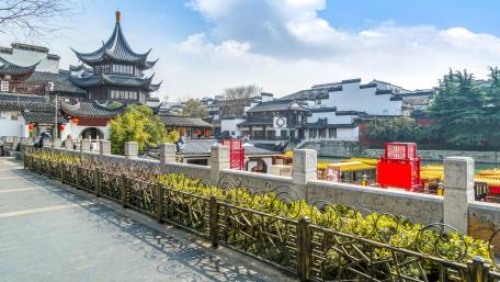 Serene Traditional Cityscape Wallpaper wallpaper
