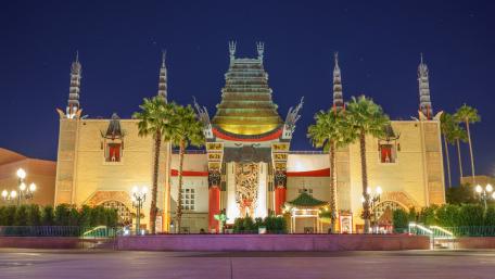 Hollywood's Iconic Chinese Theatre at Nighttime Glow wallpaper