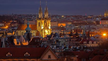 Stunning Night View Over Prague's Historic Skyline wallpaper